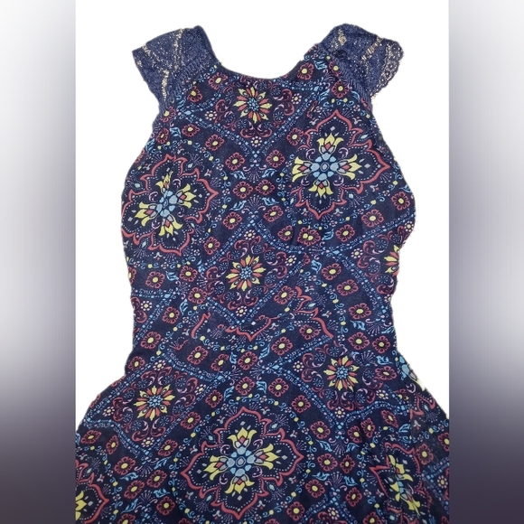 Its Pink Navy Blue Mini Dress With Colorful Design Sleeveless Size Small - Picture 3 of 11